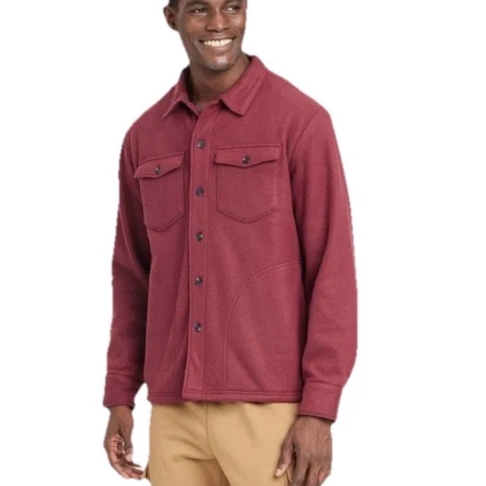 Goodfellow & Co Burgundy fleece lined button up shirt #outdoorstyle